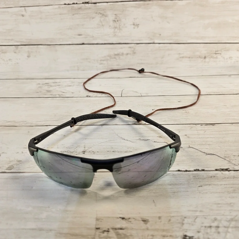 Rocknight Polarized Sports Sunglasses Matte Black Silver‎ Mirror Rimless 8177
